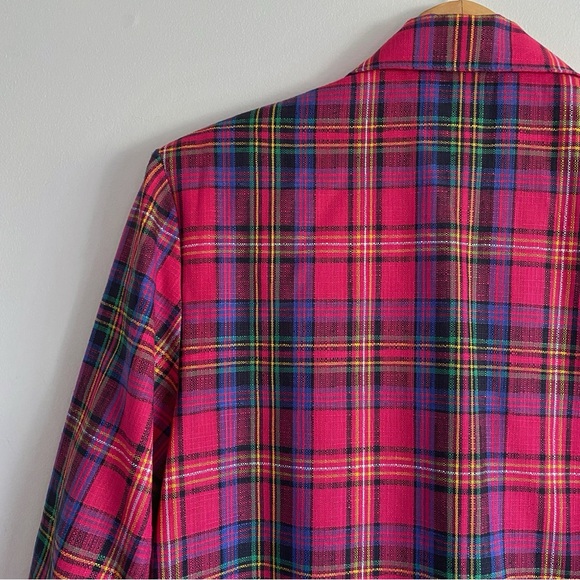 Vintage Ziba Vibrant Pink Plaid Blazer - Picture 8 of 13